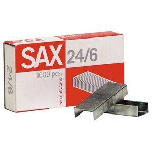Скобы для степлера N24/6 SAX оцинкованные (2-30 лист 1000 шт в упаковке