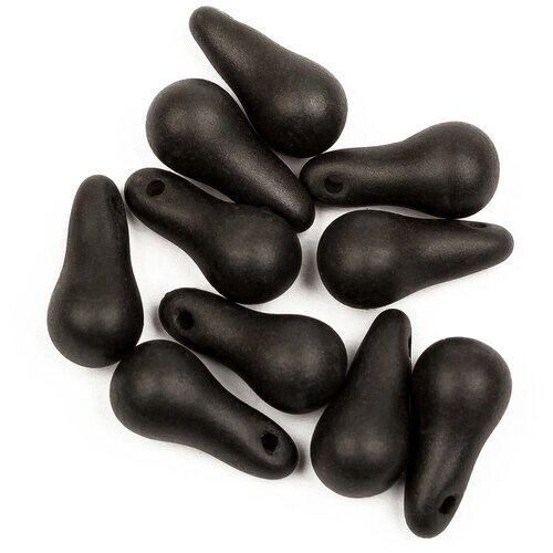 Стеклянные чешские бусины, Bulb Beads, 5х10 мм, цвет Alabaster Metallic Black, 10 шт.