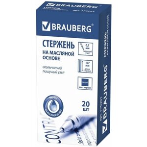 Стержень для шариковой ручки BRAUBERG 170291, масляные чернила, с ушками, 0.35 мм, 107 мм синий 40 шт.