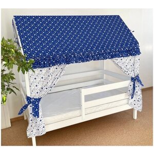 Текстиль на кроватку домик 160х80 (звездопад синий) ТД-9