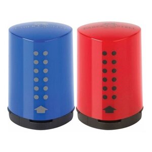 Точилка FABER-CASTELL "Grip 2001 Mini", с контейнером, пластиковая, красная/синяя, 183710, 2 шт.