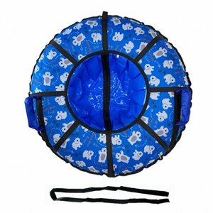 Тюбинг детский "Мишки", санки-ватрушка со светоотражателями, синий цвет, диаметр 95 см