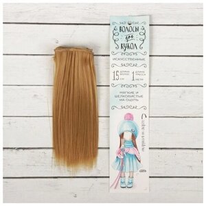 Волосы - тресс для кукол "Прямые" длина волос: 15 см, ширина:100 см, цвет № 27