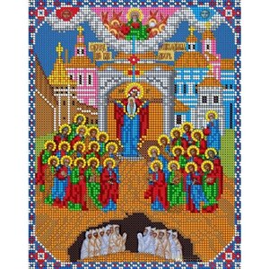 Вышивка бисером иконы Богородица Непроходимая дверь 19*24 см