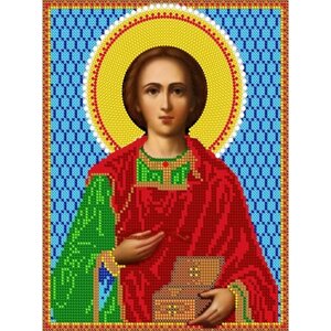 Вышивка бисером иконы Святой Пантелеймон 19*24 см