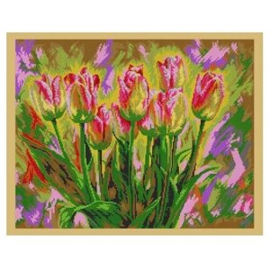 Вышивка бисером картины Нежные тюльпаны 48*38см