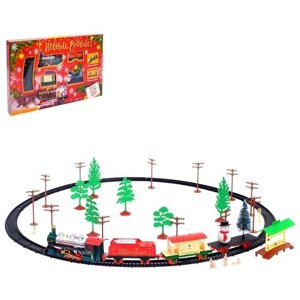 Железная дорога С Новым Годом, работает от батареек Woow Toys .