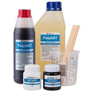 Жидкий пластик Poly Art 1,6 кг в наборе с пигментами и мерной тарой