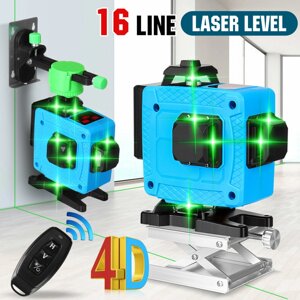 16 Линия 4Д Лазер Уровень зеленого света автоматический самовыравнивающийся крест 360 ° Роторная мера
