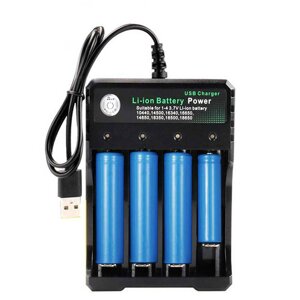 4 слота 110 В/220 В 18650 USB Батарея Зарядное устройство для литиевых аккумуляторов 3,7 В 10440 14500 16340 16650 14650