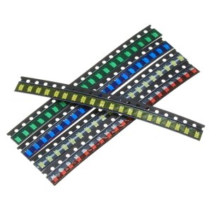 500шт 5 цветов 100 каждый 1206 LED диодный ассортимент SMD LED диодный Набор зеленый / красный / белый / синий / желтый