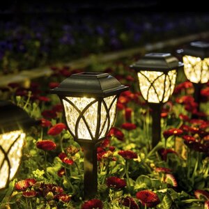 6Pcs LED солнечный Набор светильников Pathway На открытом воздухе Yard Сад Walkway Landscape Лампа