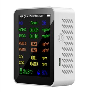 9 в 1 PM2.5 PM10 HCHO TVOC CO CO2 Цифровой тестер температуры и влажности LCD Детектор углекислого газа Качество воздуха