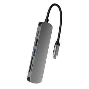 Basix 6-in-1 Тип-С Док-станция Концентратор USB-C с USB-C PD3.0 USB2.0 USB3.0 TF Слот для SD-карты 4K HDMI-совместимый а