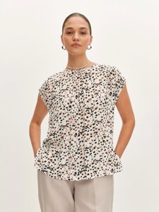 Блуза комбинированная с принтом (46)