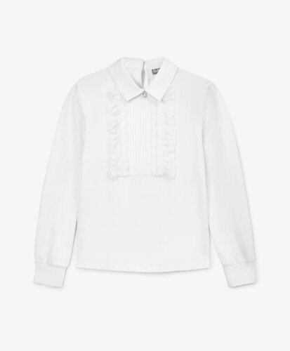 Блузка с вставкой из плиссированного текстиля белая для девочки Gulliver (146)