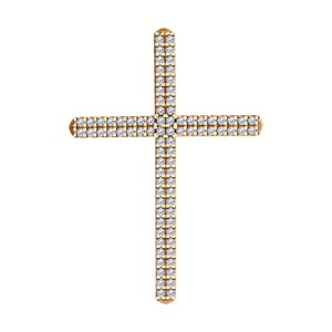 Декоративный крестик SOKOLOV из золочёного серебра с фианитами