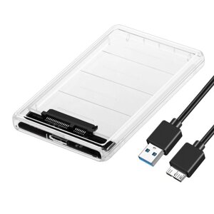 E-yield 2,5-дюймовый жесткий диск Коробка Прозрачный SATA SSD/HDD для твердотельных накопителей USB3.0 Корпуса до 2 ТБ
