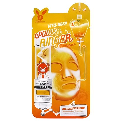 ELIZAVECCA Маска для лица тканевая с витаминным комплексом Power Ringer Mask Pack Vita Deep