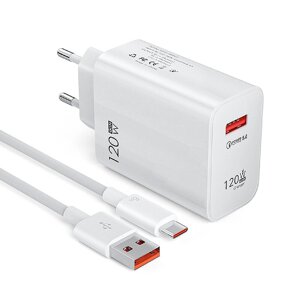 [GaN Tech] 1-портовое USB-зарядное устройство мощностью 120 Вт USB-A КК5.0 Адаптер настенного зарядного устройства для б