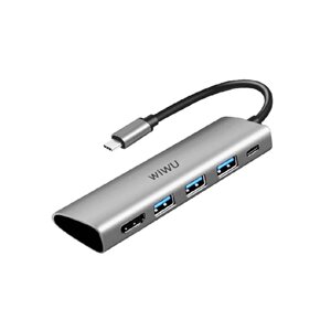 Хаб type-C wiwu alpha 531H type-C/3*USB 3.0 /HDMI grey