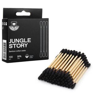 JUNGLE STORY Бамбуковые Ватные палочки с органическим Черным хлопком 100.0