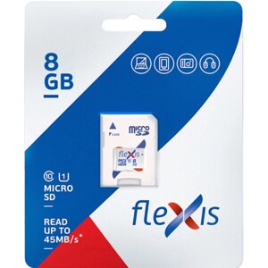 Карта памяти Flexis MicroSD 8 ГБ class 10 (с адаптером)