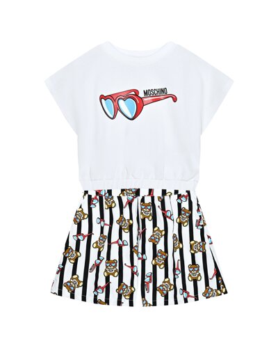 Комплект: футболка с принтом очки+ шорты в полоску Moschino