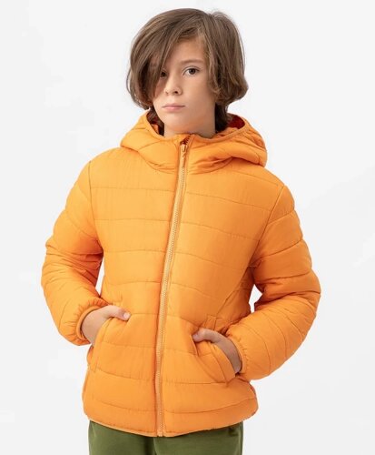Куртка демисезонная базовая с капюшоном оранжевая Button Blue (128)