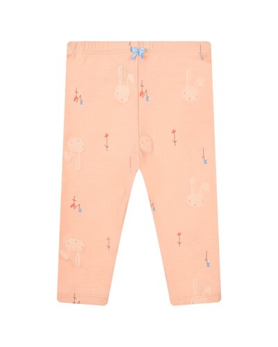 Леггинсы персикового цвета с принтом зайцы Sanetta Kidswear