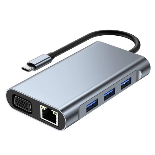 Mechzone 7 в 1 Тип-C Док-станция Адаптер-концентратор USB-C с USB3.0 USB-C PD 87 Вт 4K HDMI-совместимый 1080P VGA RJ45 G