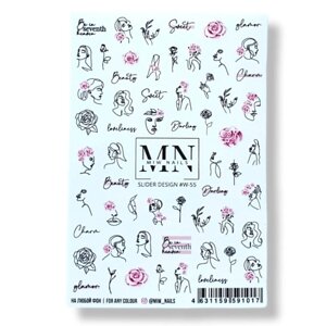 MIW NAILS Слайдер дизайн для маникюра цветы силуэты