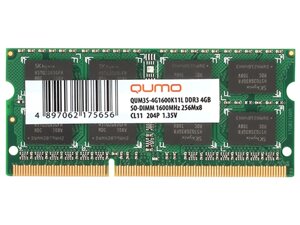 Модуль памяти qumo DDR3 SO-DIMM 1600mhz PC-12800 CL11 - 4gb QUM3s-4G1600K11L