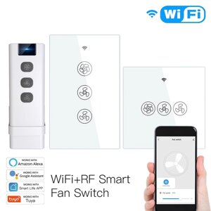 MoesHouse WiFi RF433 Умный переключатель потолочного вентилятора Smart Life / Tuya App 2/3 Way Control Wireless Дистанци