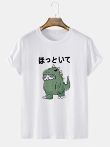 Мужские футболки с коротким рукавом и японским принтом с мультяшными животными