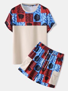 Мужские шорты с цветочным рисунком и вышивкой Доставка, комплект из двух предметов одежды