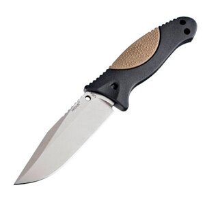 Нож с фиксированным клинком Hogue EX-F02 Clip Point, сталь A2 Tool Steel Stone-Tumbled, рукоять термопластик GRN