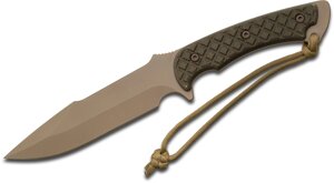 Нож с фиксированным клинком Spartan Blades Horkos, сталь CPM-S35VN Flat Dark Earth, рукоять зеленая микарта, чехол мельтикам