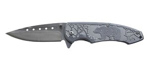 Нож складной Stinger, 85 мм (серебристый), рукоять: сталь/алюмин. (серебр. с клипом, короб. картон