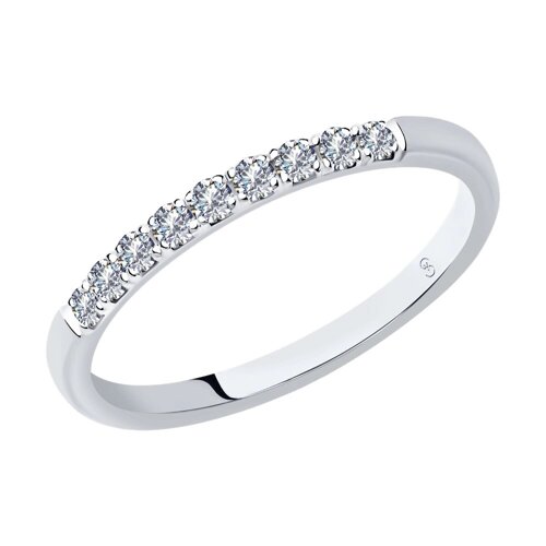 Обручальное кольцо SOKOLOV из белого золота с бриллиантами, comfort fit