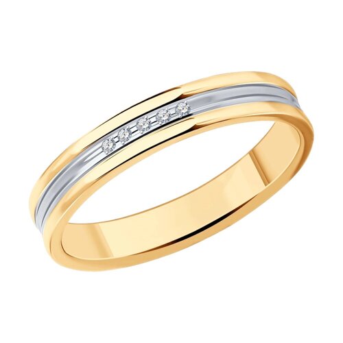 Обручальное кольцо SOKOLOV из золочёного серебра с фианитами