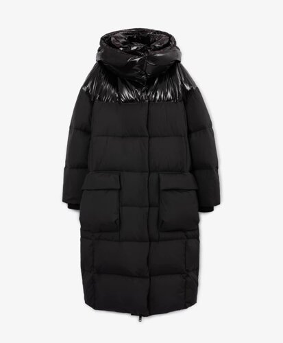 Пальто оверсайз с капюшоном черное GLVR (XL)
