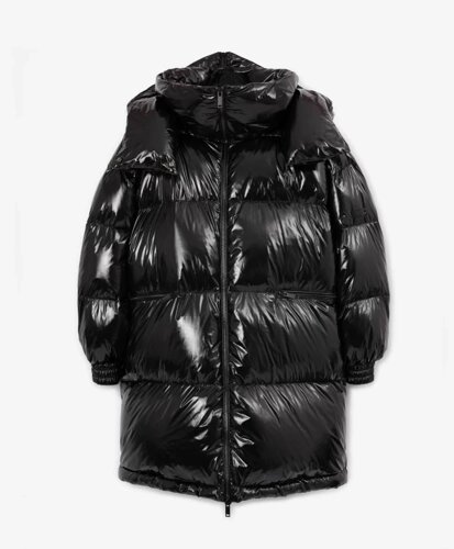 Пальто оверсайз зимнее с капюшоном черное GLVR (S-M)