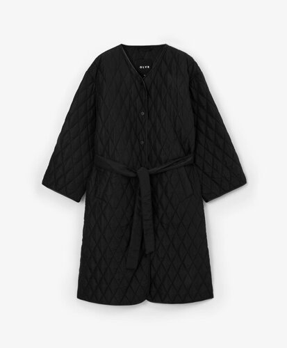 Пальто стеганое без воротника черное GLVR (XL)