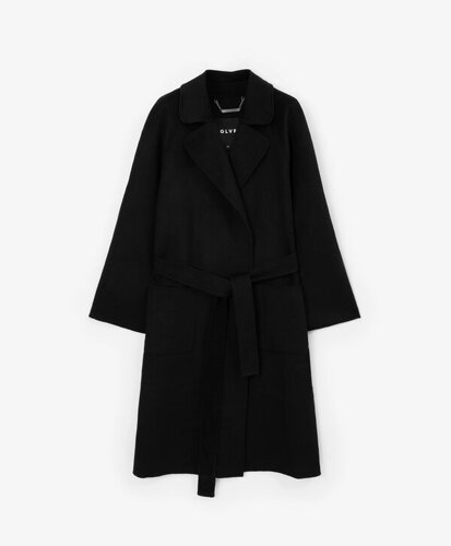 Пальто свободной формы с запахом черное GLVR (L)