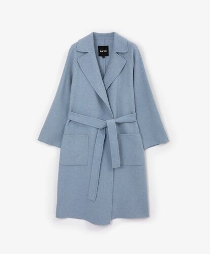 Пальто свободной формы с запахом голубое GLVR (L)