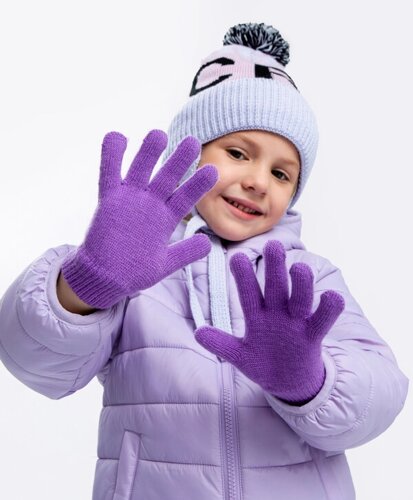 Перчатки вязаные фиолетовые Button Blue (12)
