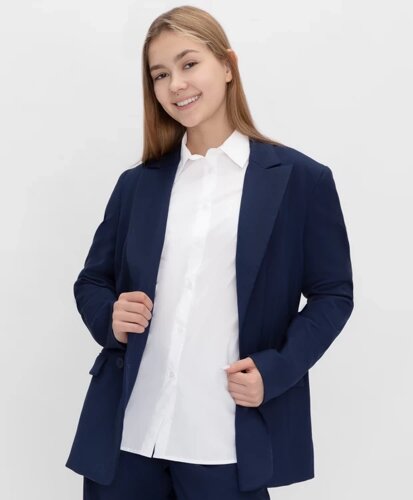 Пиджак двубортный на пуговицах с лацканами синий Button Blue Teens line (170*88*96(S