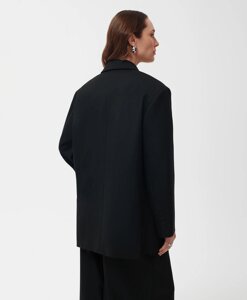 Пиджак из костюмной ткани прямой с двумя шлицами черный GLVR (XL)