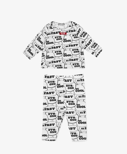 Пижама для малыша из мягкого трикотажа с черно-белым рисунком Gulliver (3-6 м)